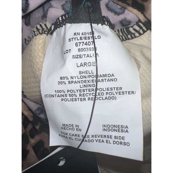 Women's Leopard Print Shirred Side One Piece Swimsuit-Aqua Green  Sz Large NWT - Picture 5 of 5